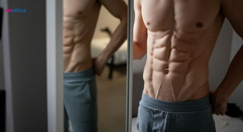 Homme avant et après abdominoplastie