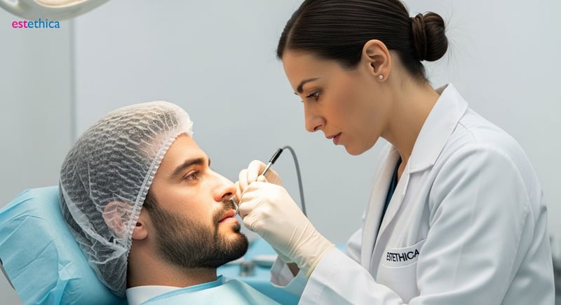 Antes y después trasplante de barba