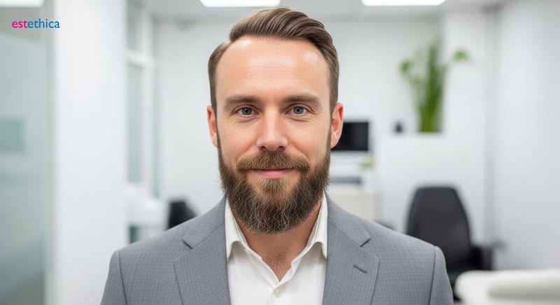 Beard implant procedure: before and after.