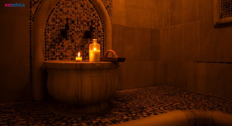 Imagine cu interiorul unui hamam tradițional