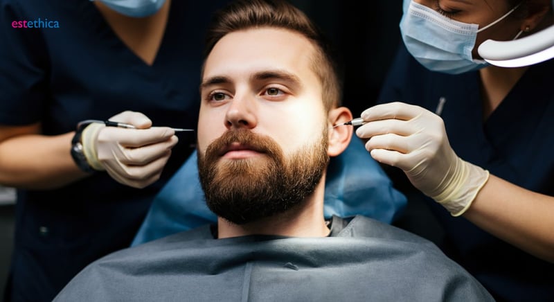 Étapes et préparation d'une greffe de barbe