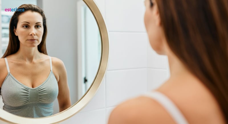 Woman considering breast augmentation surgery options