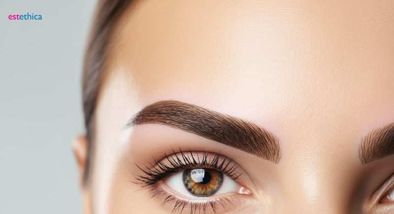 Eyebrow hair transplant procedure close-up