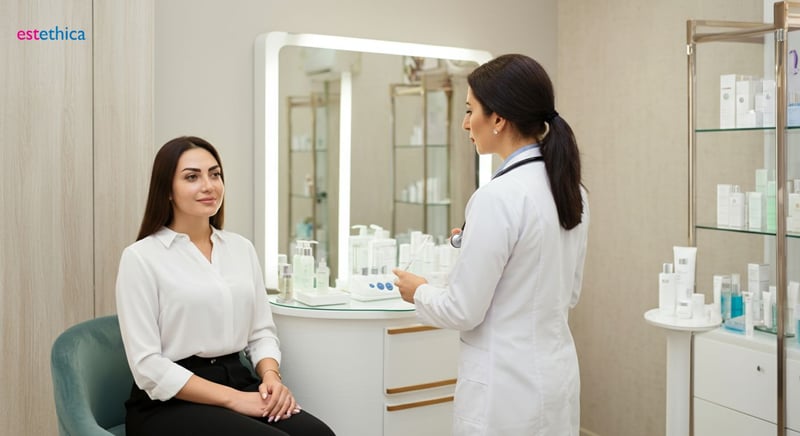 Mujer aplicando crema facial en su rutina de cuidado de la piel