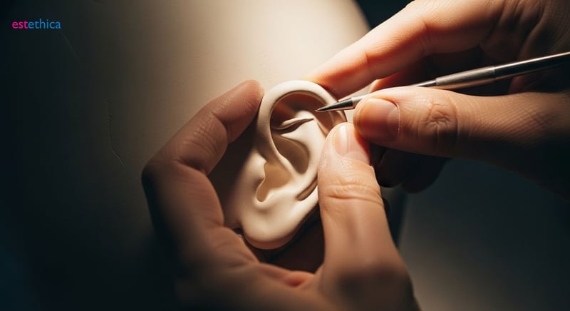 Ear pinning otoplasty procedure illustration
