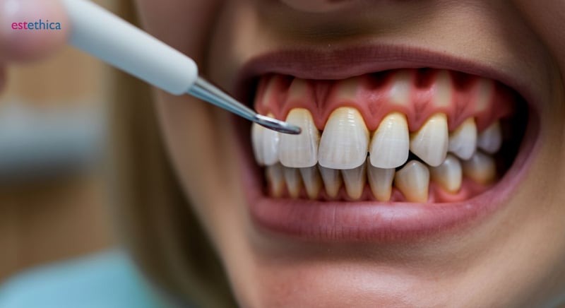Paciente recibiendo un relleno dental en clínica odontológica