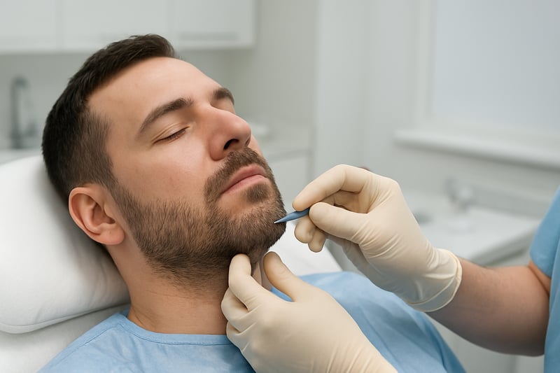 Esecuzione tecnica FUE Zaffiro per barba folta