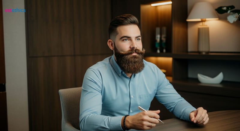 Man considering beard transplant options