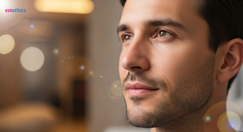 Man considering beard transplant options