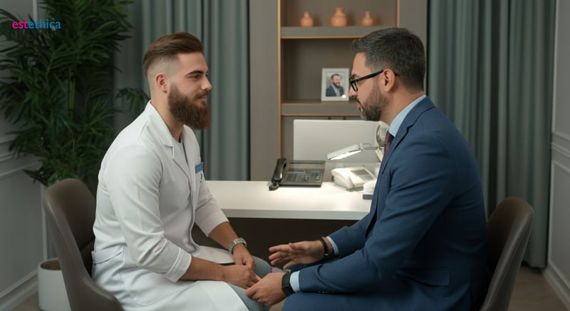 Man considering beard transplant options