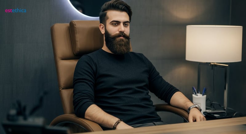 Man considering beard transplant options