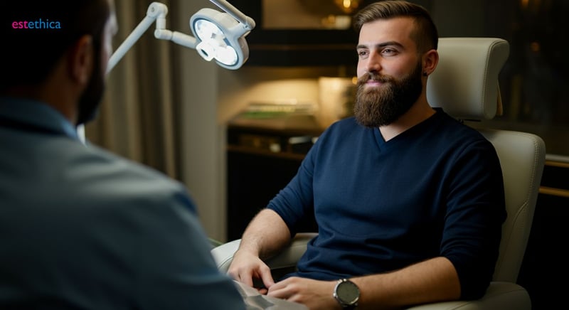 Facial hair transplant procedure illustration