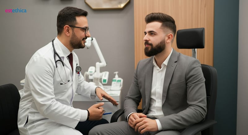 Facial hair transplant procedure illustration