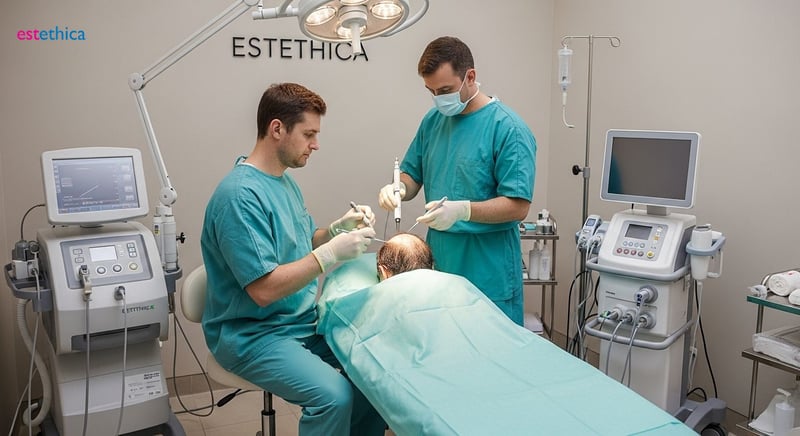 FUE hair restoration procedure illustration