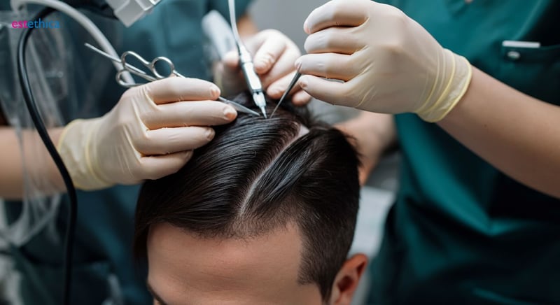FUE hair transplant procedure illustration