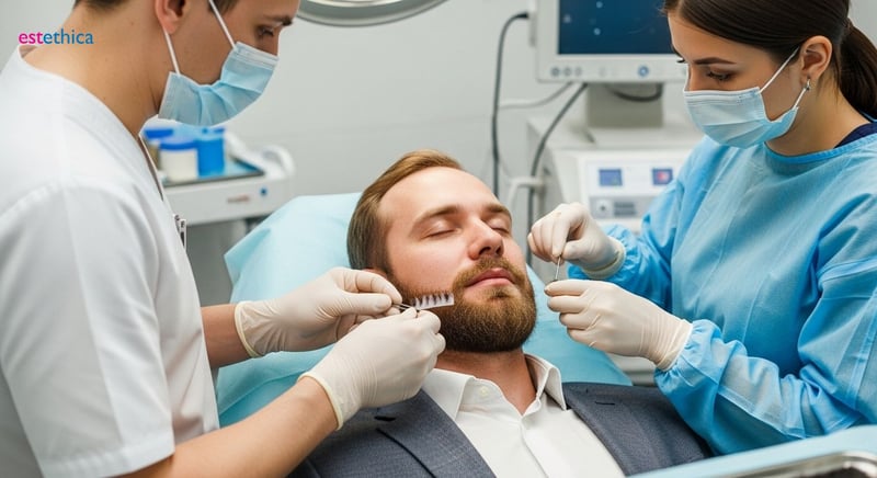 Трансплантация волос на бороде FUE и DHI