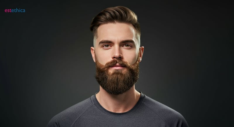 Step-by-step beard transplant process illustration
