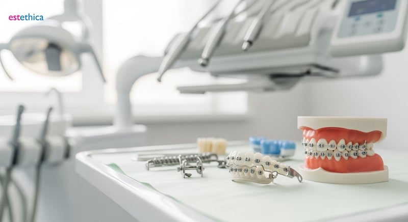 Zahnspange Detailansicht, Kieferorthopädie Nutzen