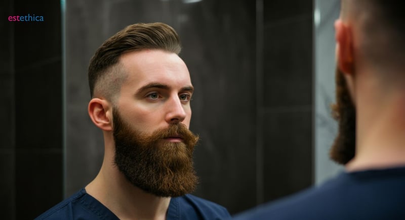 Homme subissant une greffe de barbe