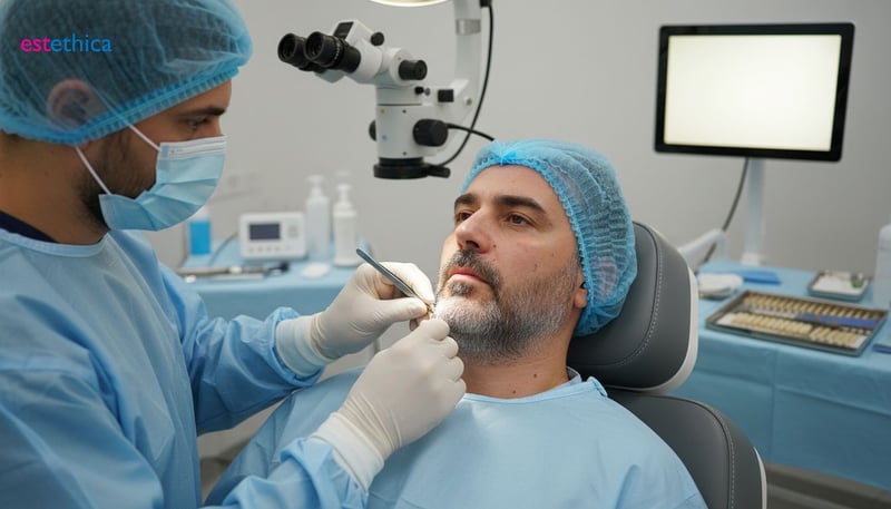 Les résultats avant et après d'une greffe de barbe chez l'homme