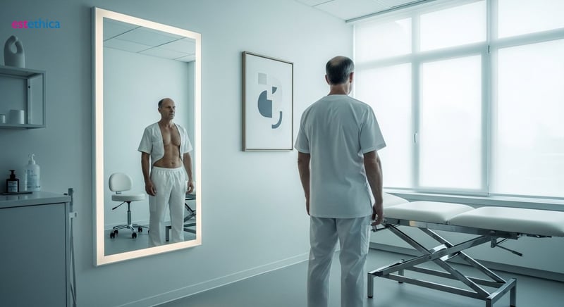 Male chest fat vs. gynecomastia comparison image