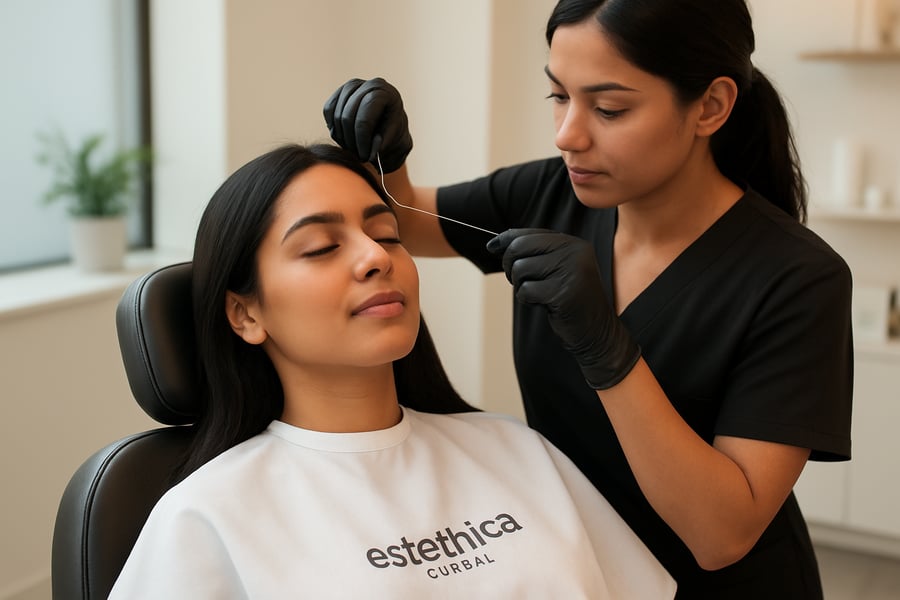 Professional Eyebrow Threading Procedure at Estethica Global Salon