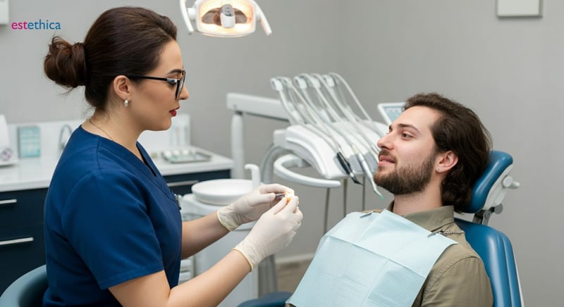 Diente podrido con caries y decoloración