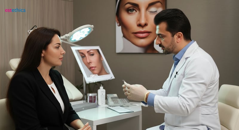 Mujer mostrando resultados de lifting de labio