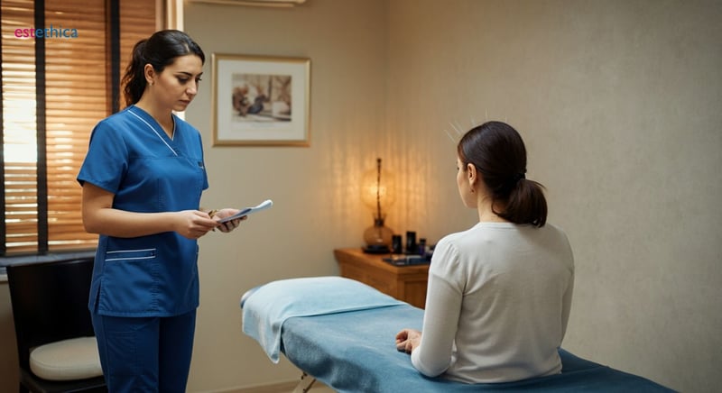 Agujas de acupuntura en la piel