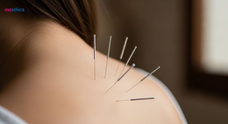 Agujas de acupuntura en la piel para revitalizar el cuerpo