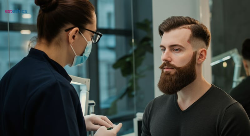 Homme recevant une greffe de barbe