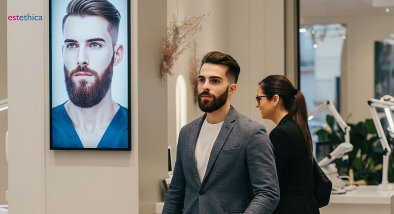 Homme subissant une greffe de barbe