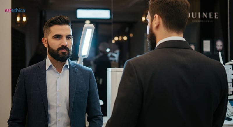 Homme recevant une greffe de barbe