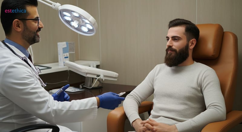 Homme recevant une greffe de barbe