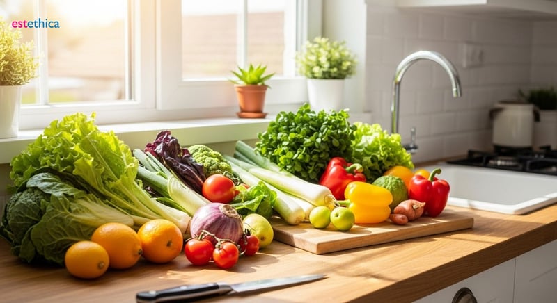 Imagen de nutrición saludable con alimentos balanceados