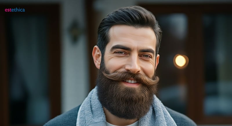 Hombre cuidando su barba tras injerto