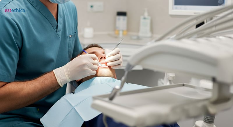 Step-by-step root canal procedure illustration