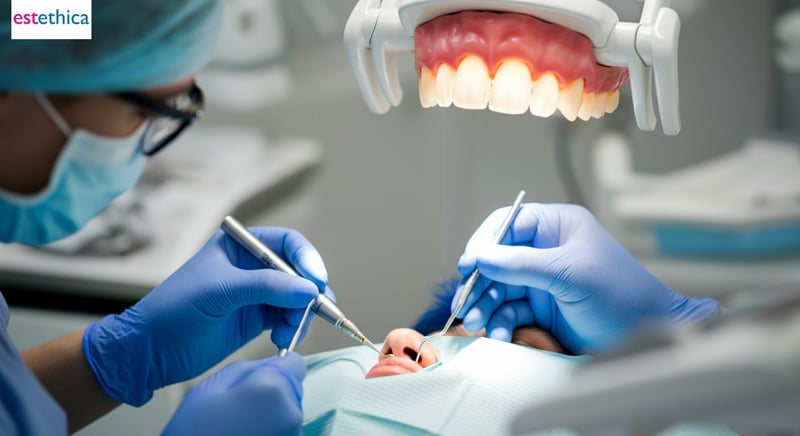 Dental implants procedure steps illustration