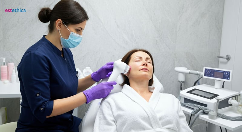 Dermatologist examining skin care products for radiant skin