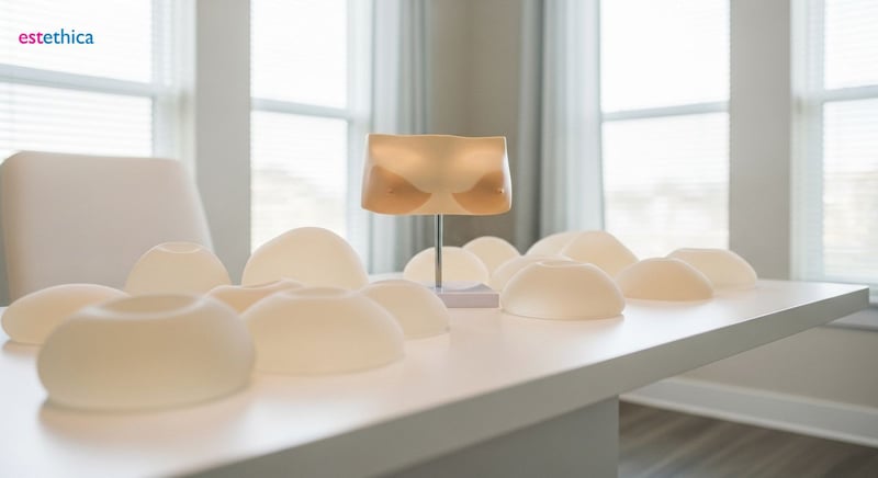 Breast implant surgery types and techniques illustration