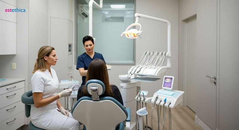Dental veneers close-up view